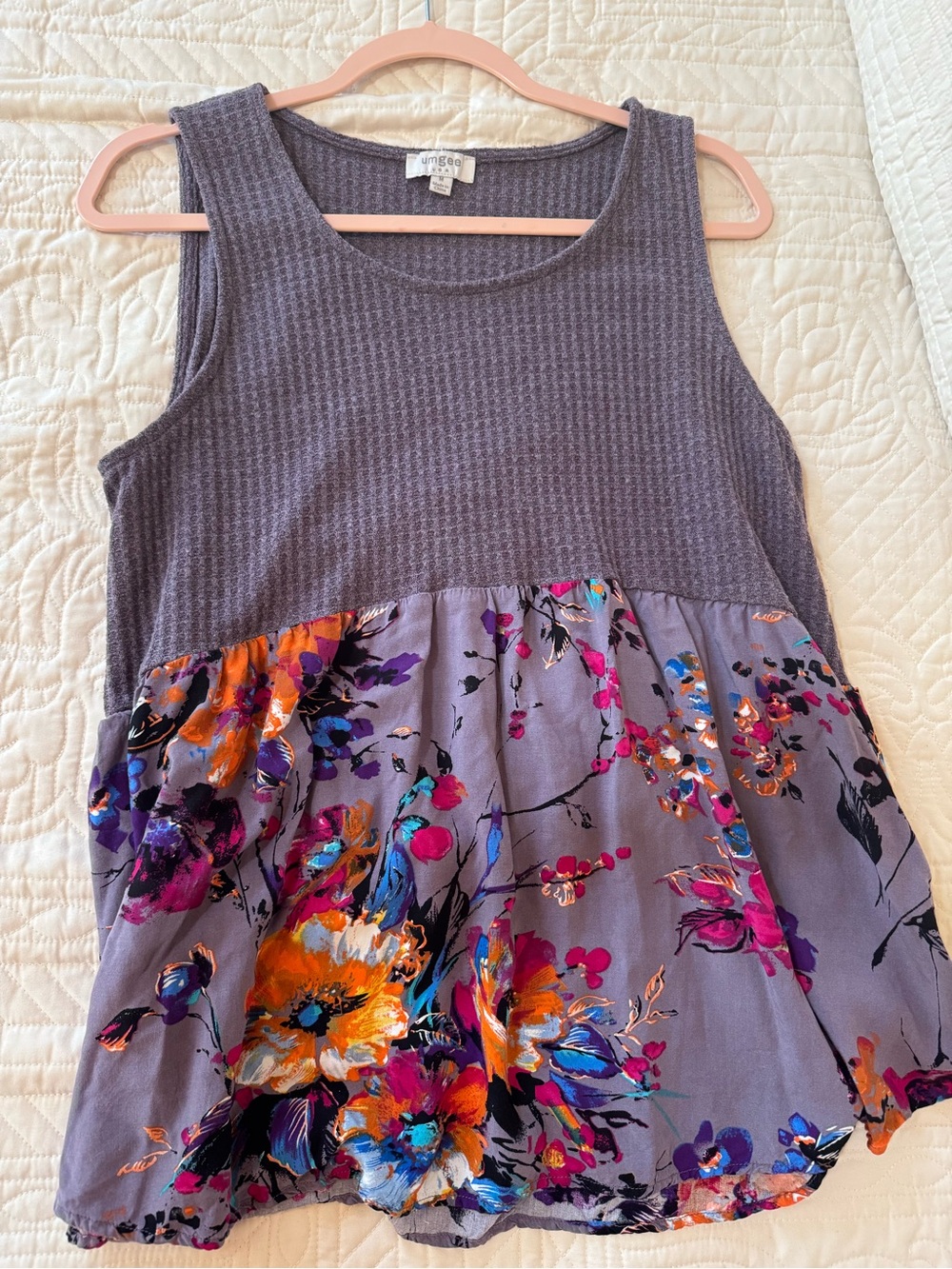Umgee Purple Ribbed Knit Tank Top